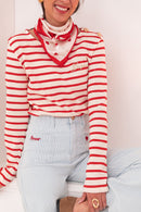 MAO Rouge - T-Shirt Rayé