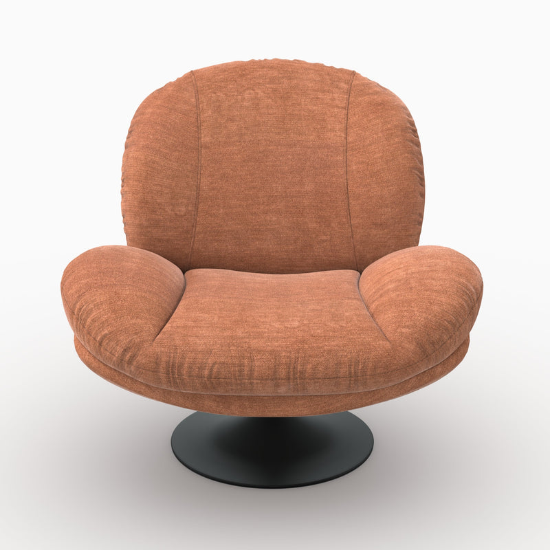 Fauteuil Ricci pivotant en tissu effet velours marron
