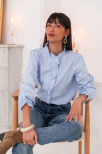MARTI Bleue - Chemise Col Victorien