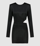 Martin Martin - Robe Courte Bonnie Satin Noir - Femme