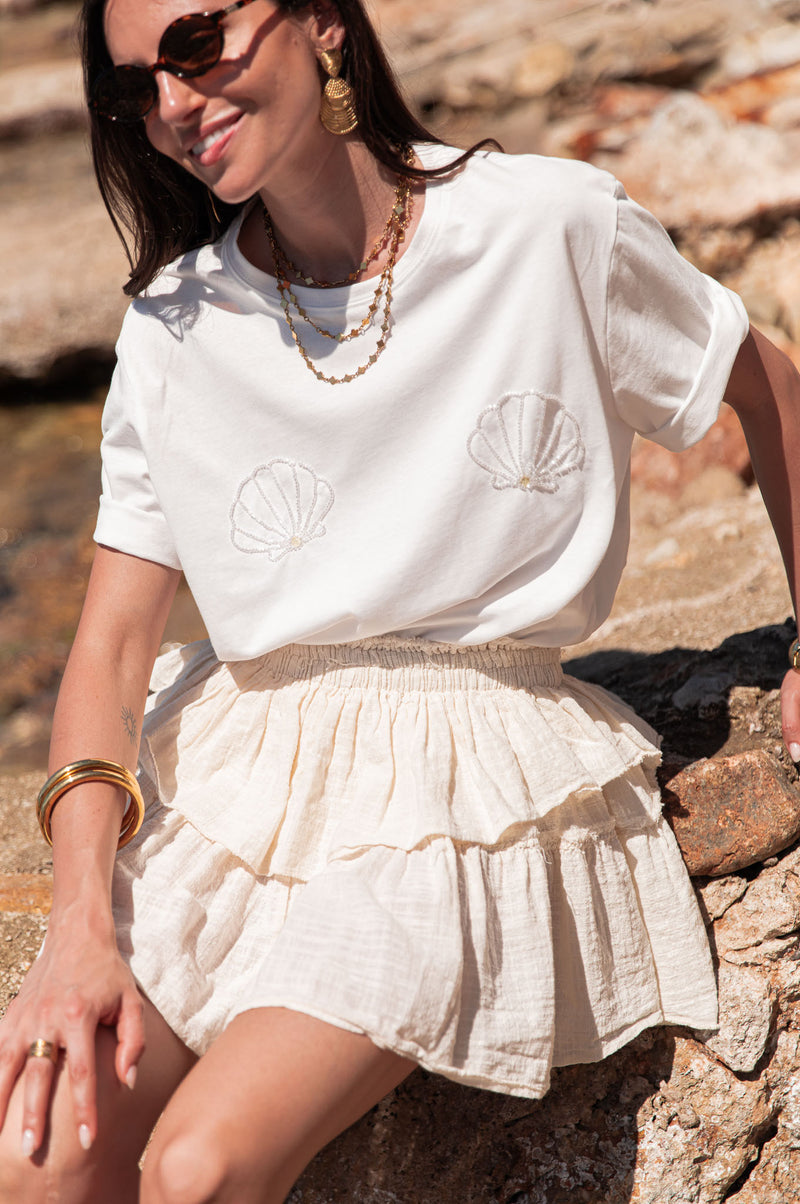MATTIA Blanc - T-Shirt Coquillages