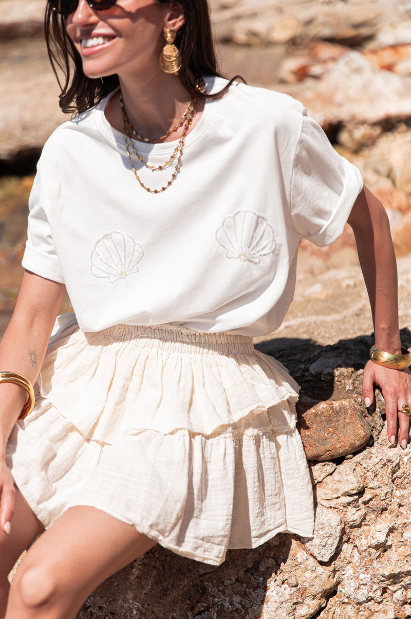 MATTIA Blanc - T-Shirt Coquillages