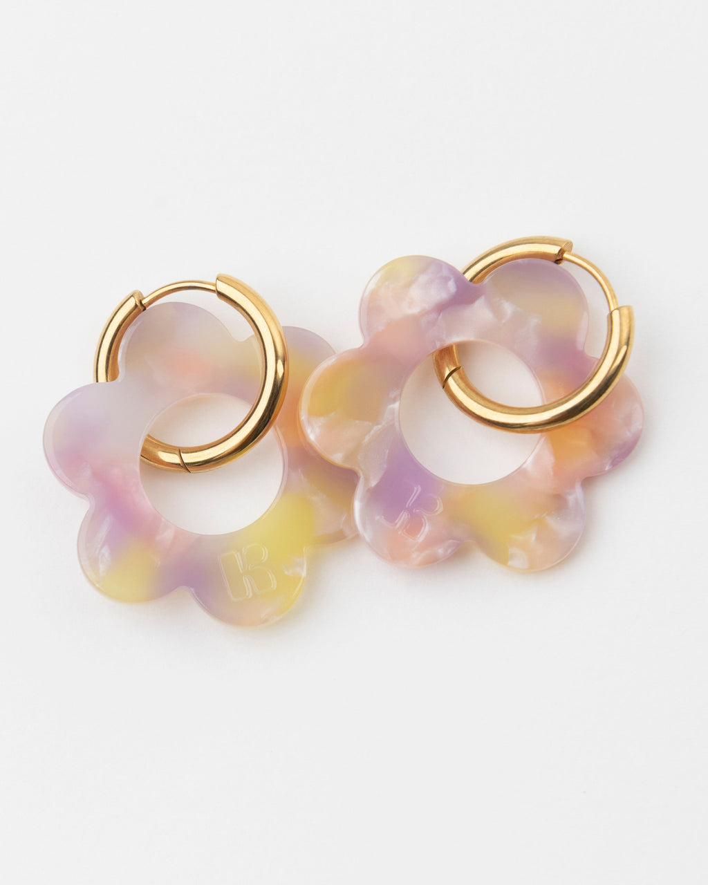 Boucles D'Oreilles Maxi Fleurette - Rose Orangé
