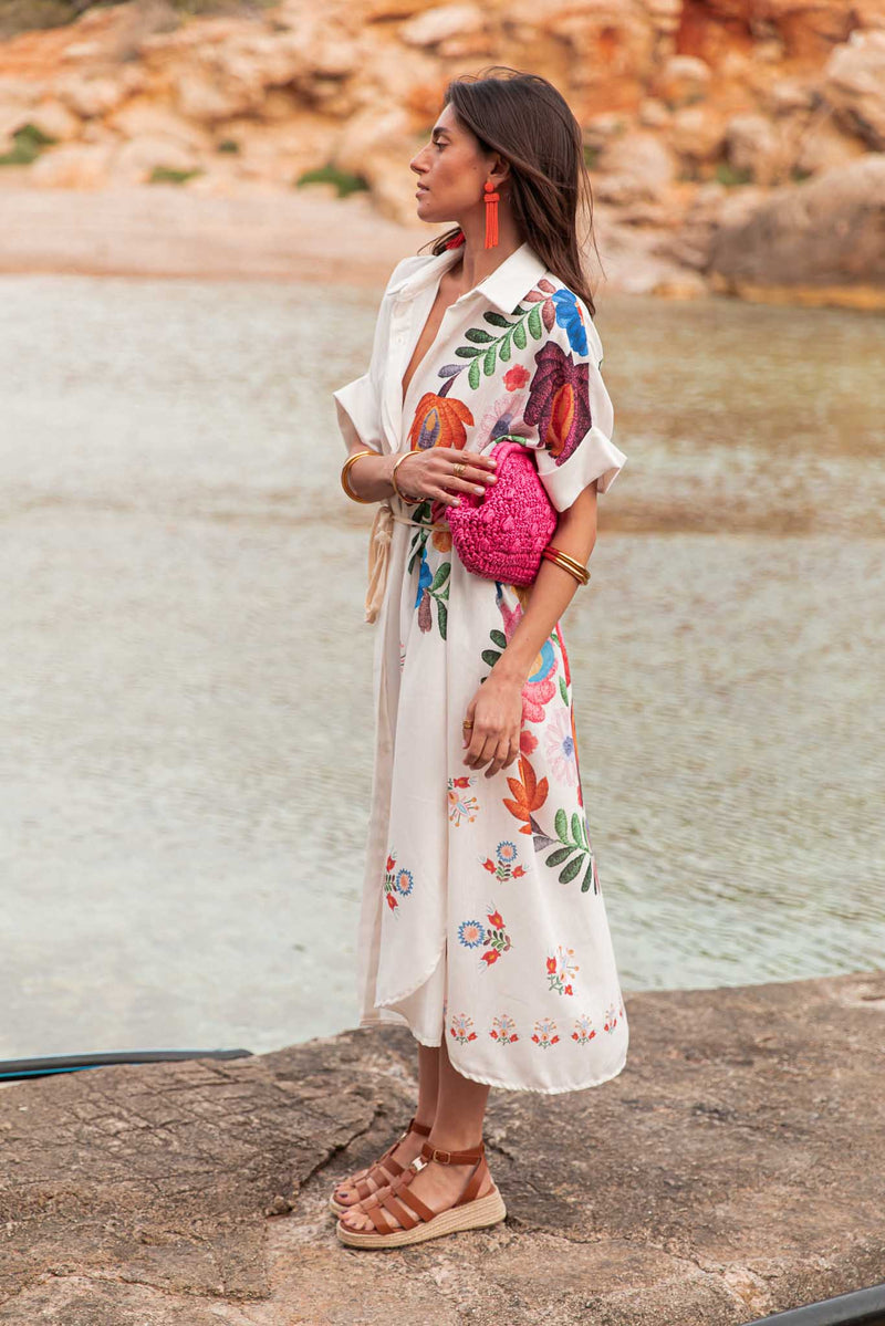 MÉALIE Blanche - Robe Imprimée