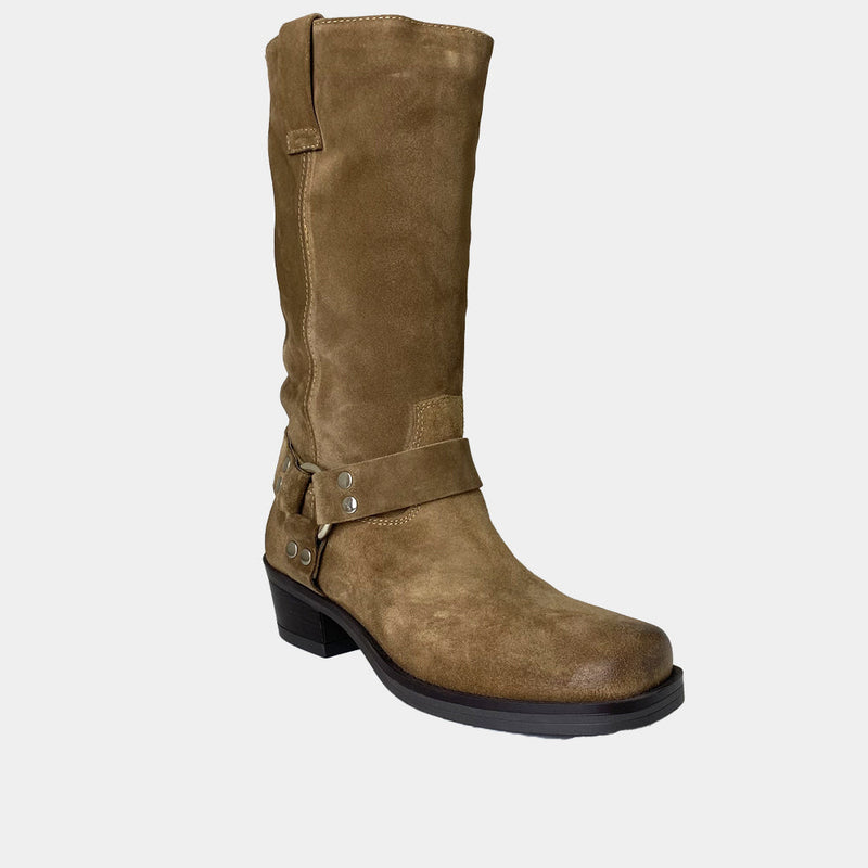 Bottes Ann Tuil Media - Velours Camel