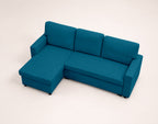 Meiya - Divano Angolare Reversibile 4 Posti Letto Con Contenitore - Tessuto - Blu