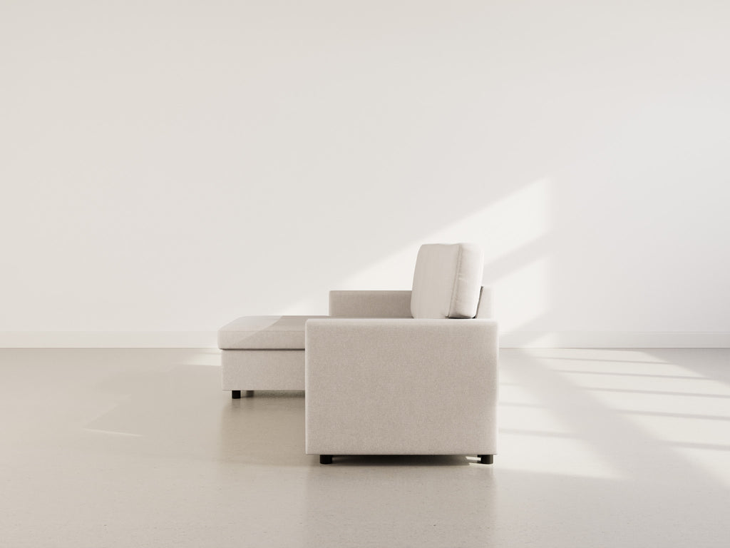 Meiya - Canapé D'Angle Convertible Avec Coffre - Tissu - Beige