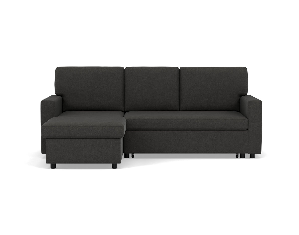 Meiya - Canapé D'Angle Convertible Avec Coffre - Tissu - Gris Foncé