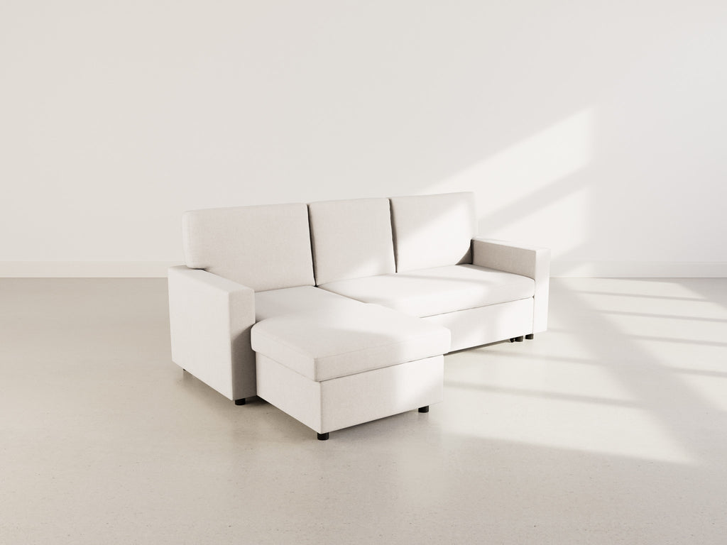 Meiya - Canapé D'Angle Convertible Avec Coffre - Tissu - Beige