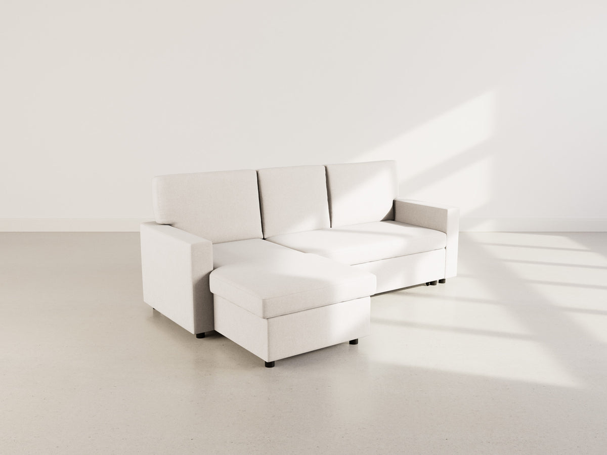 Meiya - Canapé D'Angle Convertible Avec Coffre - Tissu - Beige
