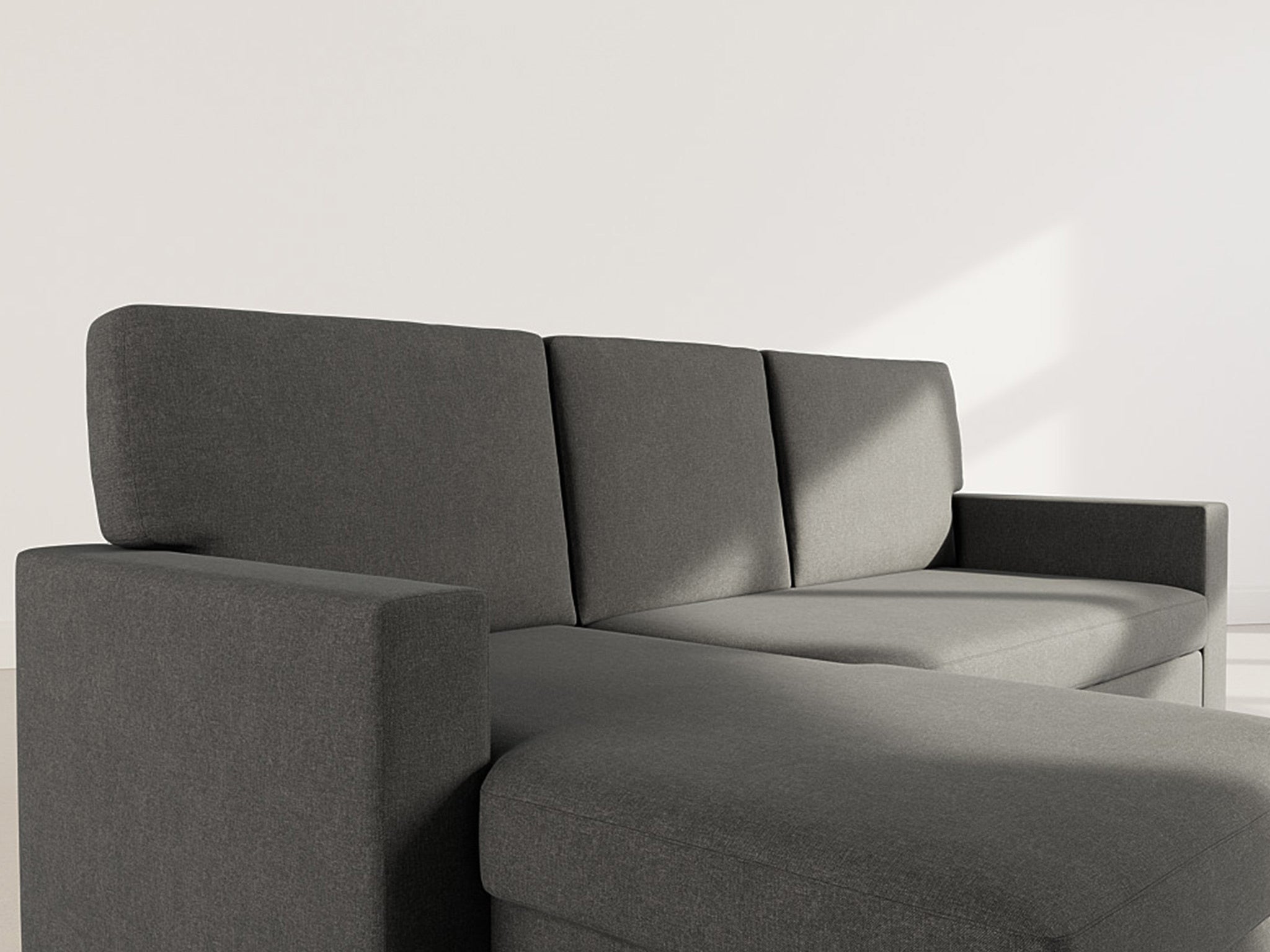 Meiya - Canapé D'Angle Convertible Avec Coffre - Tissu - Gris Foncé