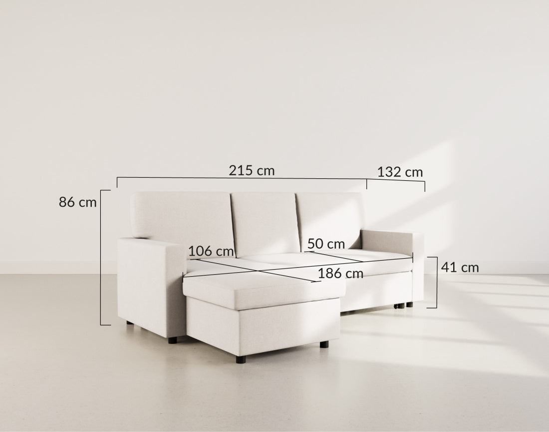 Meiya - Canapé D'Angle Convertible Avec Coffre - Tissu - Gris Foncé