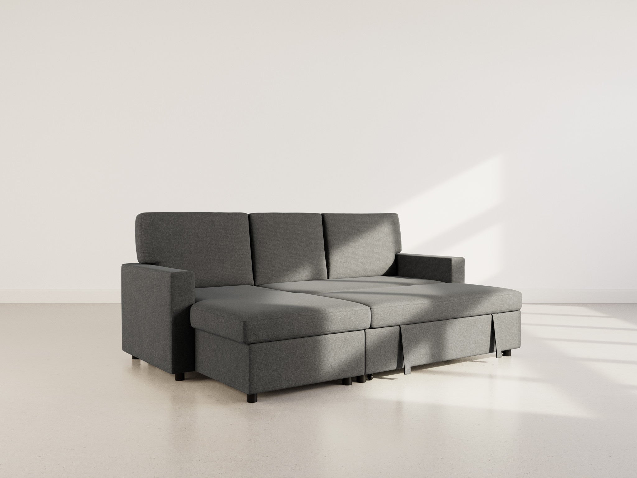 Meiya - Canapé D'Angle Convertible Avec Coffre - Tissu - Gris Foncé