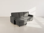 Meiya - Canapé D'Angle Convertible Avec Coffre - Tissu - Gris Foncé