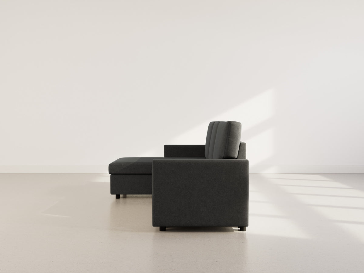 Meiya - Canapé D'Angle Convertible Avec Coffre - Tissu - Gris Foncé