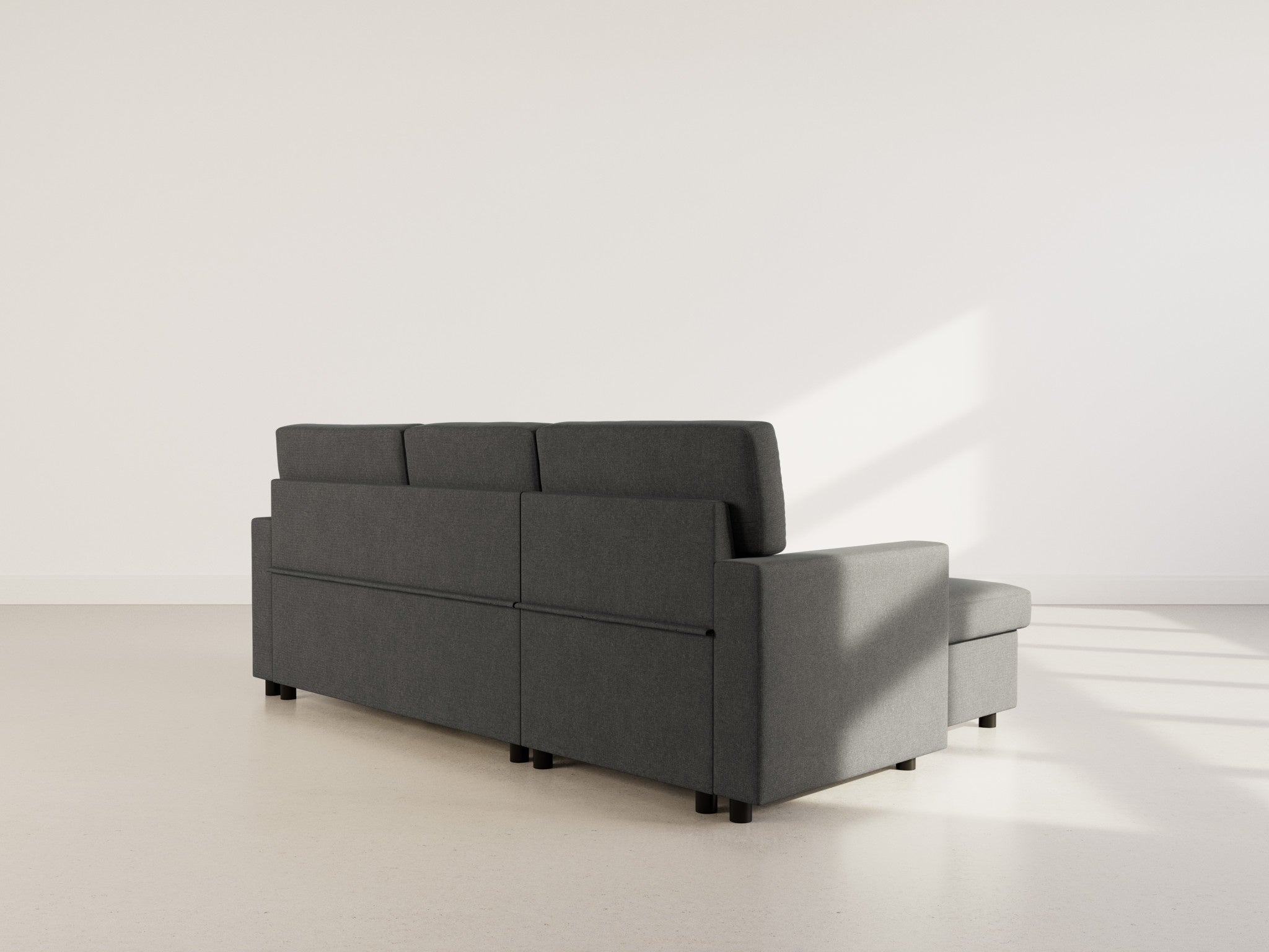 Meiya - Canapé D'Angle Convertible Avec Coffre - Tissu - Gris Foncé