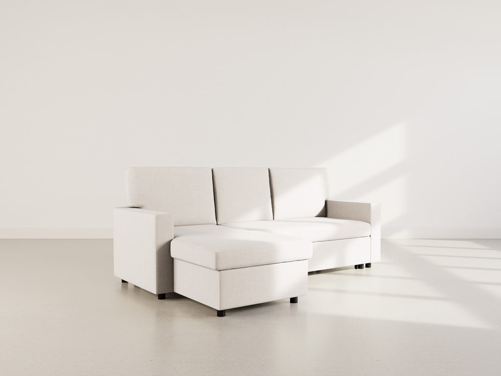 Meiya - Canapé D'Angle Convertible Avec Coffre - Tissu - Beige