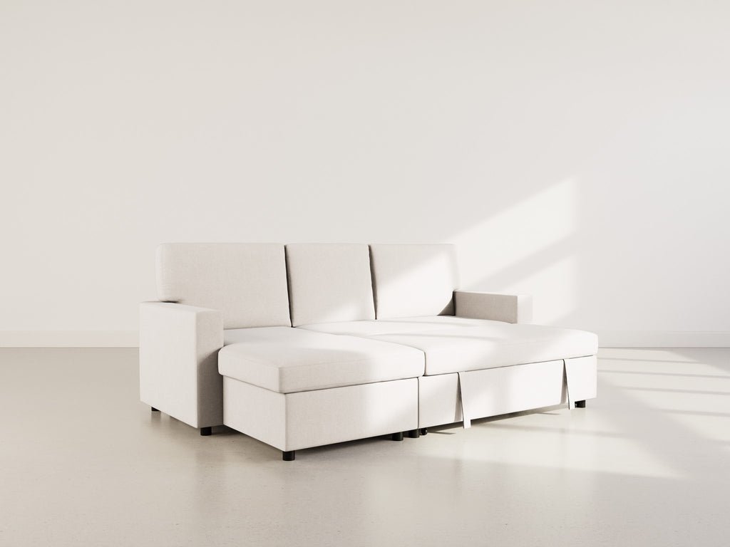 Meiya - Canapé D'Angle Convertible Avec Coffre - Tissu - Beige