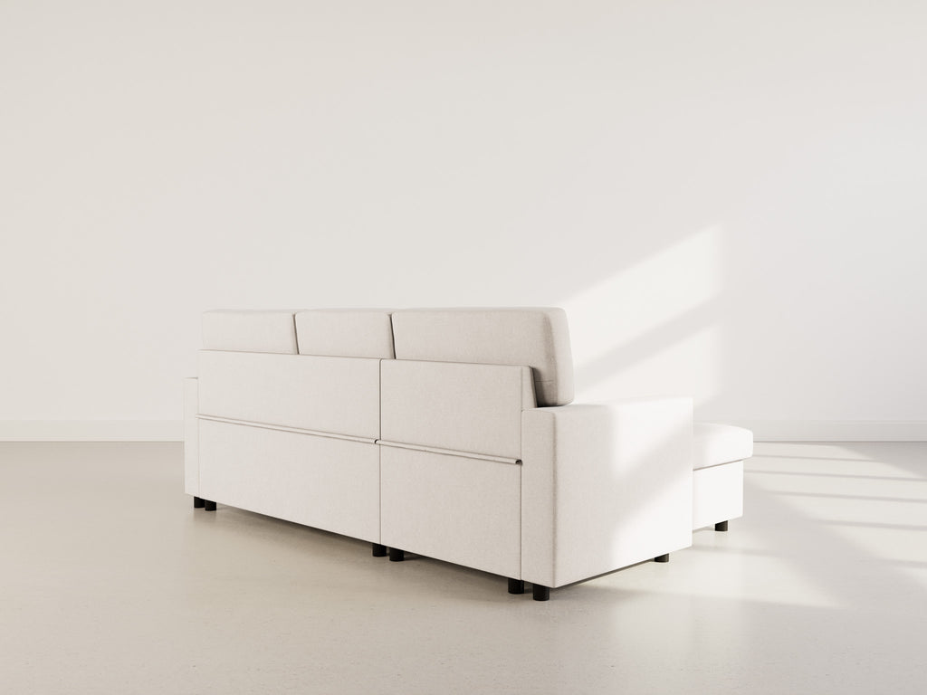 Meiya - Canapé D'Angle Convertible Avec Coffre - Tissu - Beige