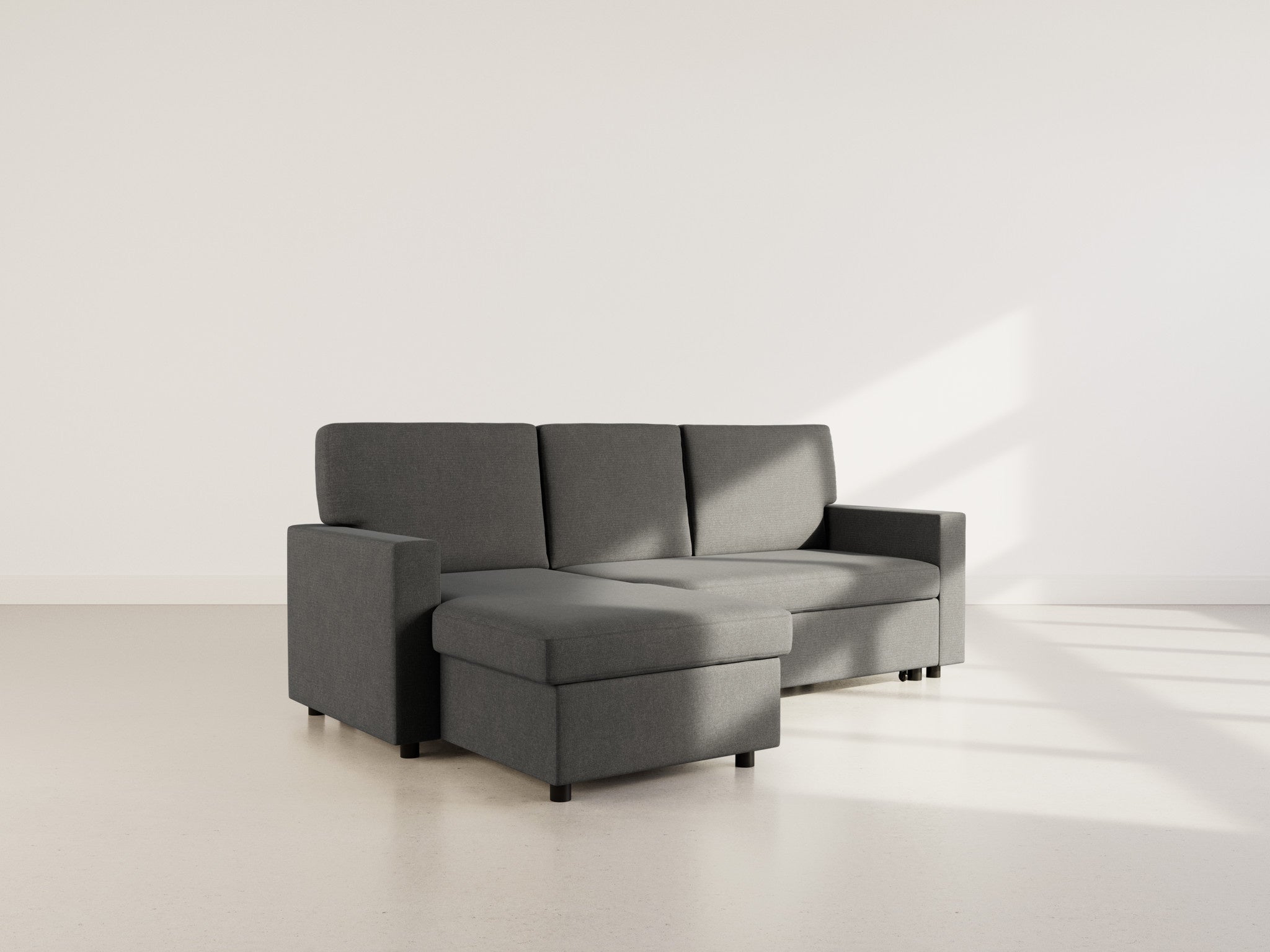Meiya - Canapé D'Angle Convertible Avec Coffre - Tissu - Gris Foncé