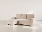 Meiya - Reversible 4-Seater Convertible Corner Sofa With Storage Compartment - Corduroy - Beige