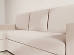 Meiya - Reversible 4-Seater Convertible Corner Sofa With Storage Compartment - Corduroy - Beige