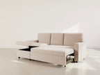 Meiya - Reversible 4-Seater Convertible Corner Sofa With Storage Compartment - Corduroy - Beige