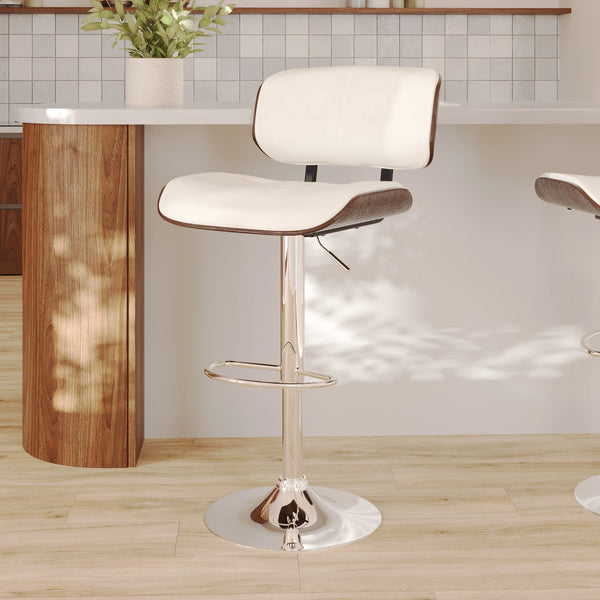 Melchior - Chaise De Bar Réglable En Pu Blanc