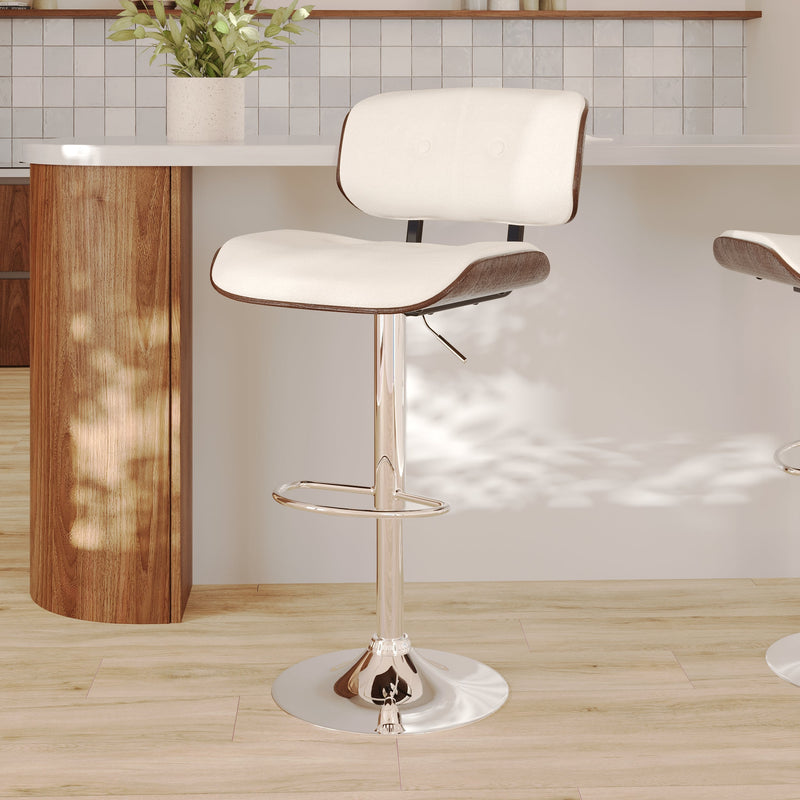 Chaise de bar Melchior blanche 65/86 cm