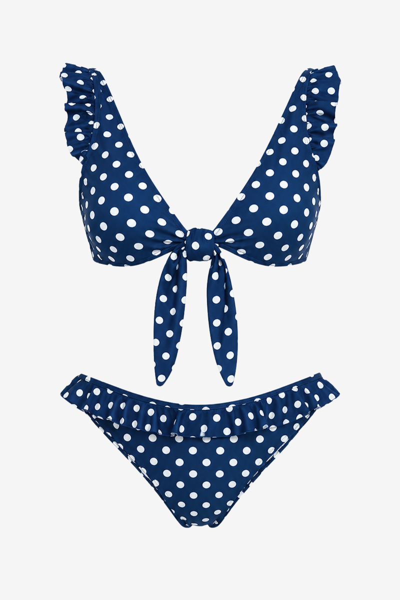 Haut Deux Pièces Melissandre Bleu À Pois Blancs