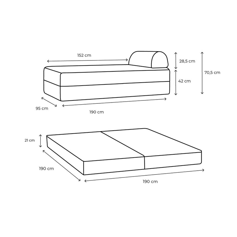 Méridienne Lincoln - 3 Places - Velours Côtelé