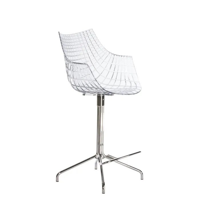 DRIADE - Meridiana Swivel High Stool by Driade - Chrome Leg - Clear Seat