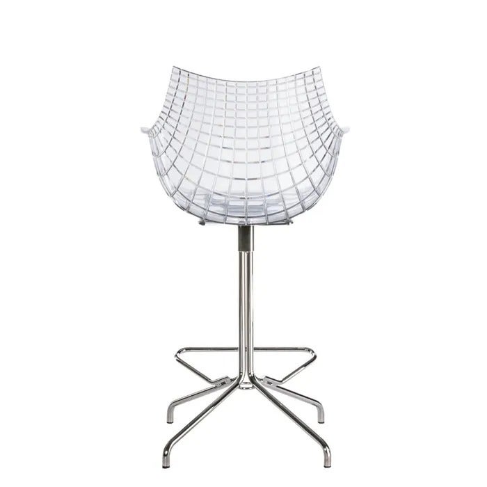 DRIADE - Meridiana Swivel High Stool by Driade - Chrome Leg - Clear Seat
