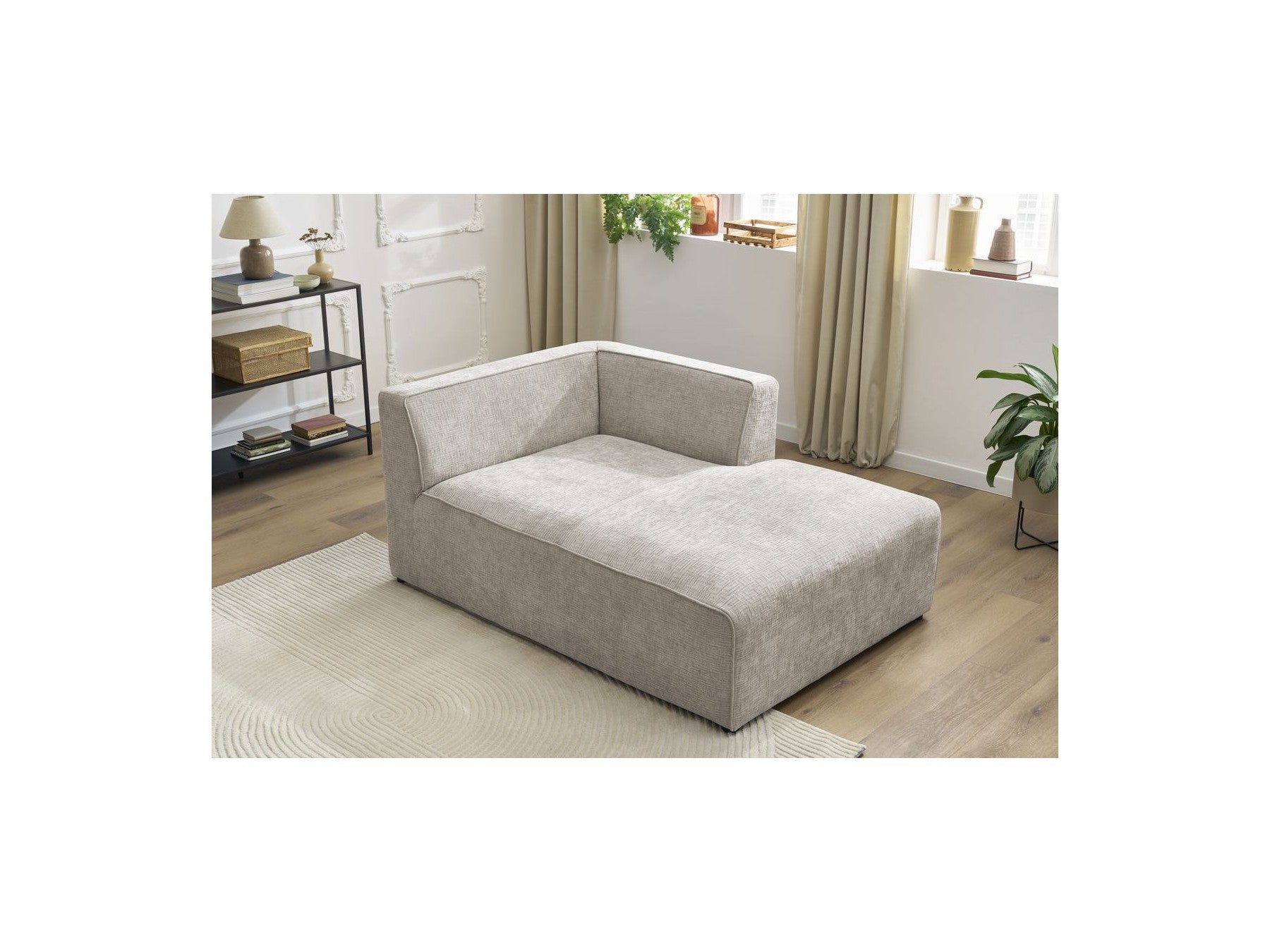 Chaise Longue for MEGEVE Modular Sofa - Textured Fabric - Right-Hand Corner