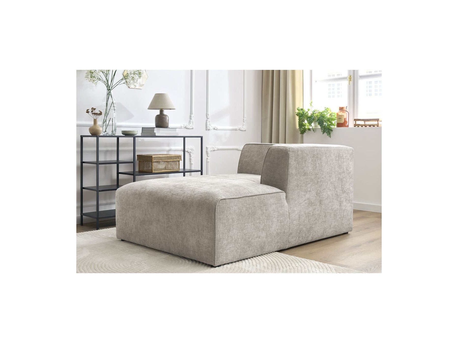 Chaise Longue for MEGEVE Modular Sofa - Textured Fabric - Right-Hand Corner