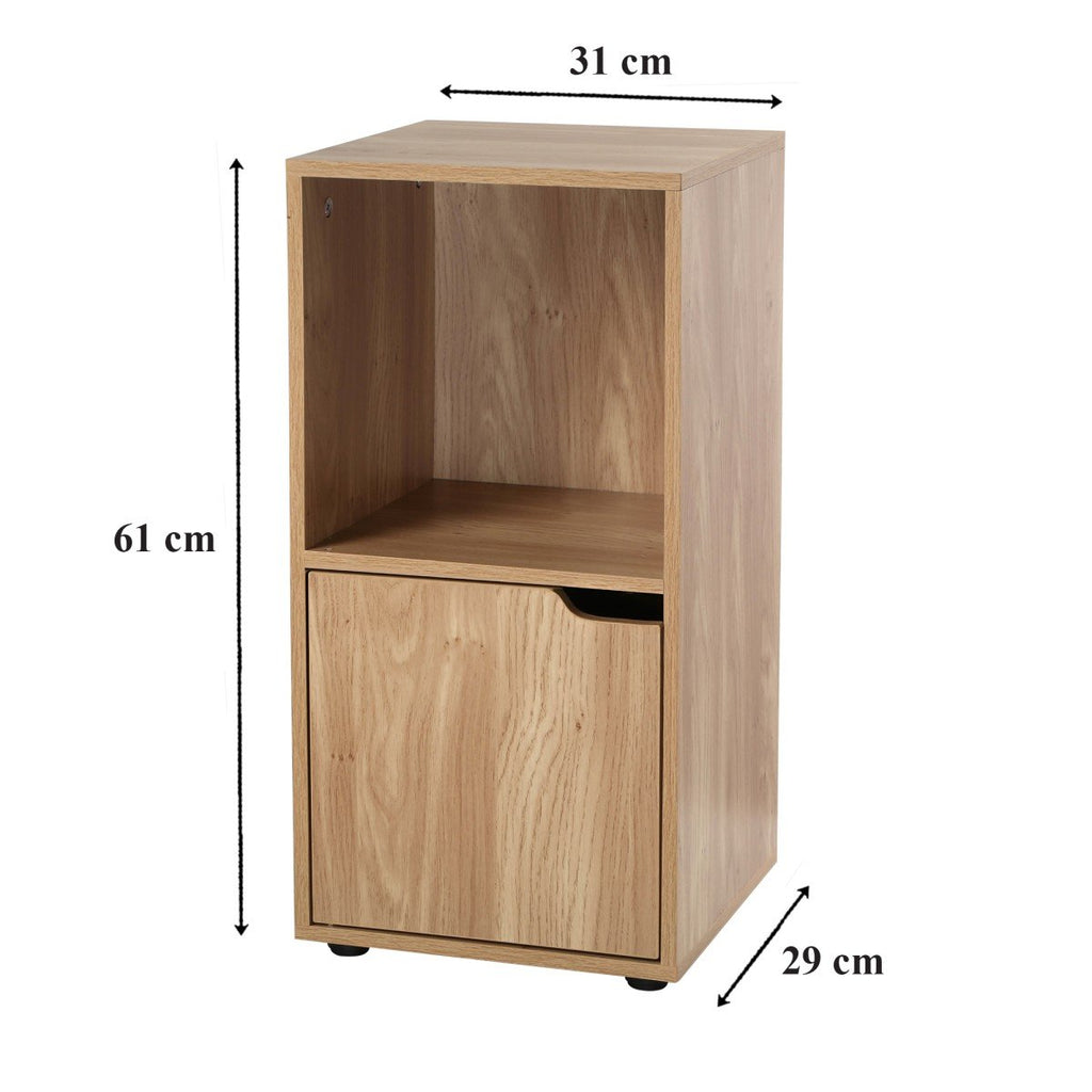 Tables De Chevet 2 Cases Décor Bois 1 Porte - Lot De 2