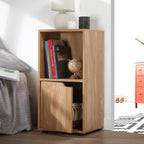 Tables De Chevet 2 Cases Décor Bois 1 Porte - Lot De 2