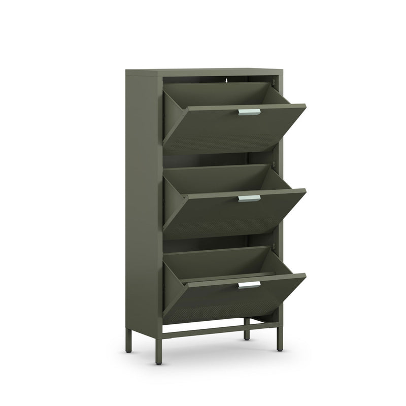 Adel - Meuble À Chaussures 3 Portes - Métal - Vert