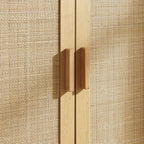 June - Meuble À Chaussures 2 Portes 1 Niche - Bois & Cannage - Bois clair