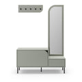 Silvar - 2-Door Entrance Unit with Mirror and Clothes Rail - Wood and Metal - Almond Green