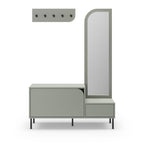 Silvar - 2-Door Entrance Unit with Mirror and Clothes Rail - Wood and Metal - Almond Green