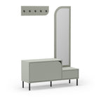 Silvar - 2-Door Entrance Unit with Mirror and Clothes Rail - Wood and Metal - Almond Green
