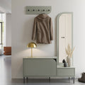 Silvar - 2-Door Entrance Unit with Mirror and Clothes Rail - Wood and Metal - Almond Green
