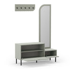 Silvar - 2-Door Entrance Unit with Mirror and Clothes Rail - Wood and Metal - Almond Green