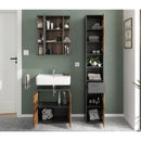 Columna de cuarto de baño con 2 puertas y 1 cajón - Madoc - Décor Bois Foncé