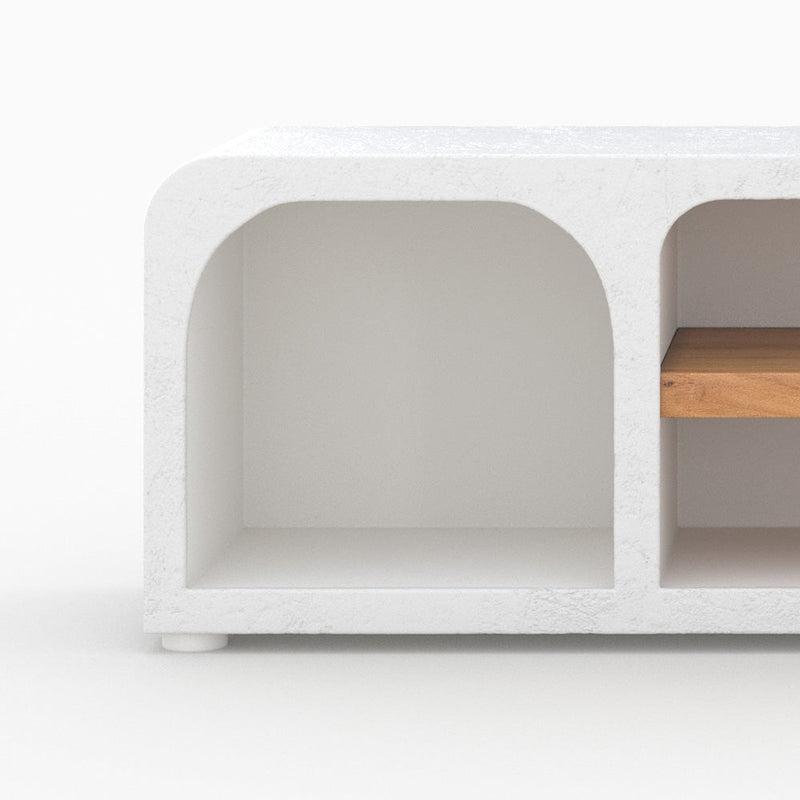 Meuble TV Fira en plâtre blanc cassé 140 cm
