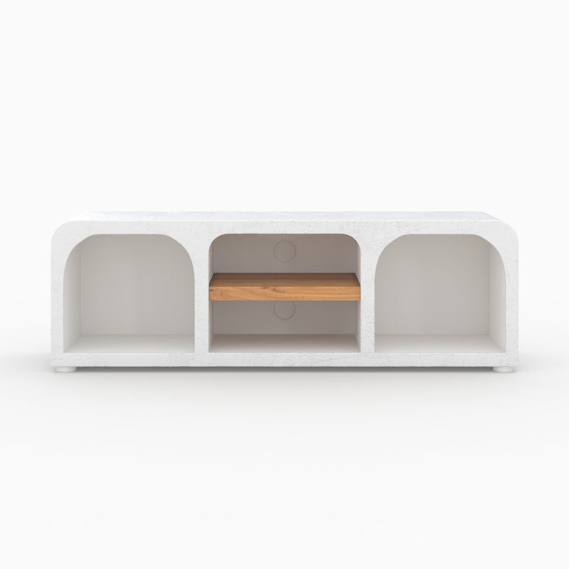 Meuble TV Fira en plâtre blanc cassé 140 cm