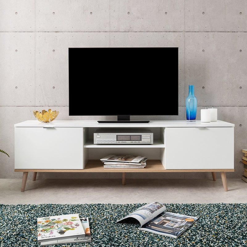 Mueble TV 2 puertas 2 empotrados - Copenhague - Blanc