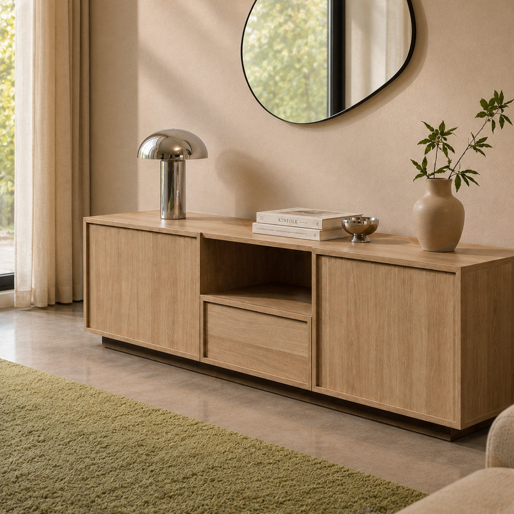 Joy - Mueble de TV de 2 puertas - Madera - Madera clara