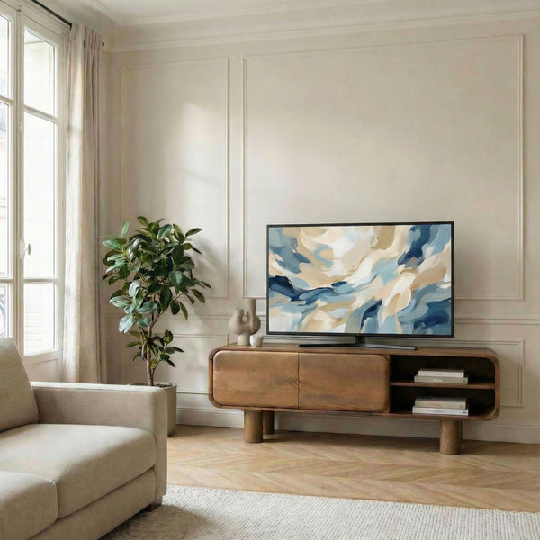 Sira - 2-Door TV Unit - Solid Wood - Dark Wood